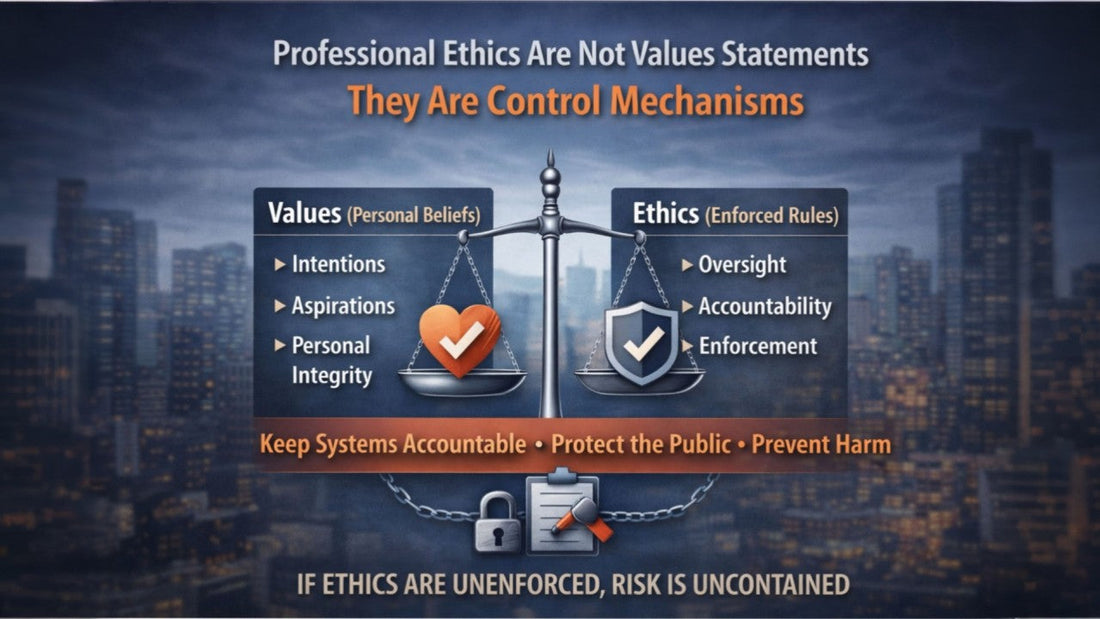 Professional Ethics Are Not Values Statements, They Are Control Mechanisms